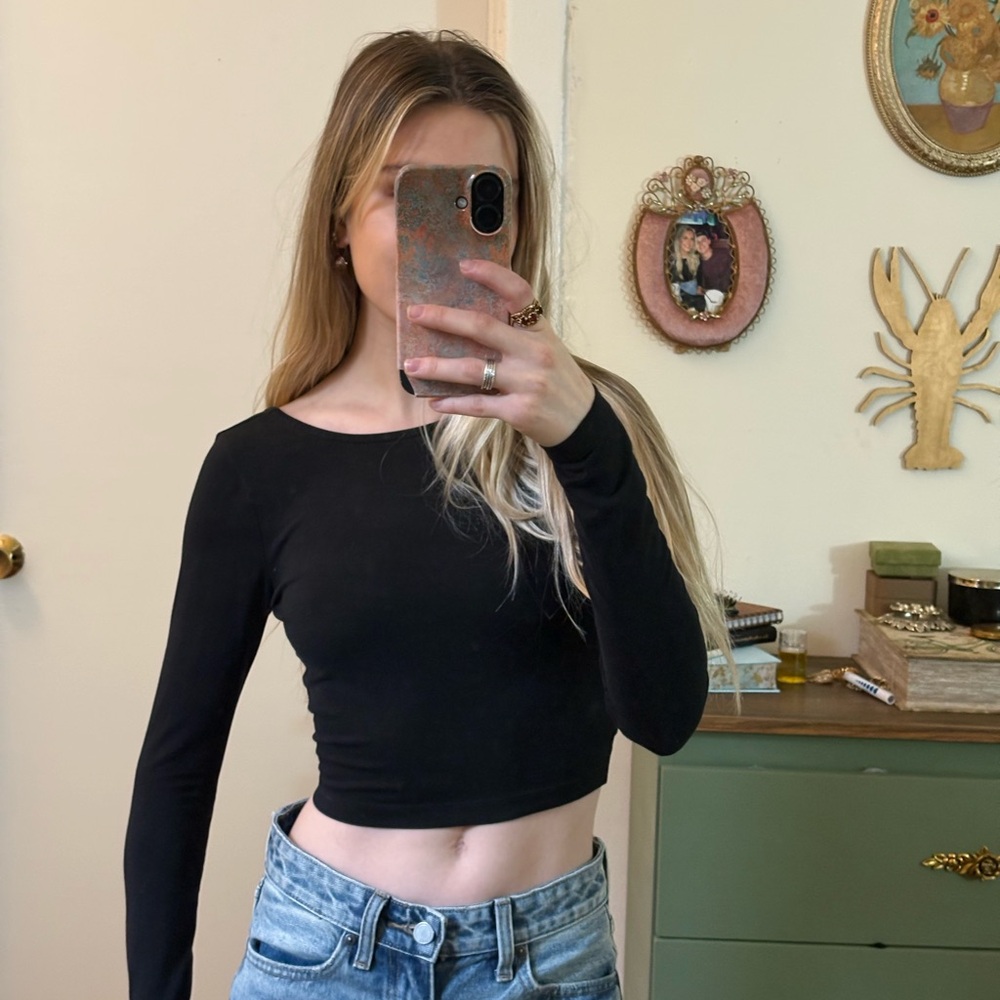 ASOS Backless Long Sleeve Crop Top